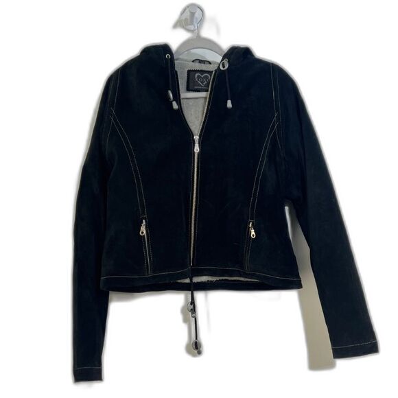Vintage 90's/Y2K XOXO Suede Hooded Jacket with Fleece Lining XS - Picture 1 of 11